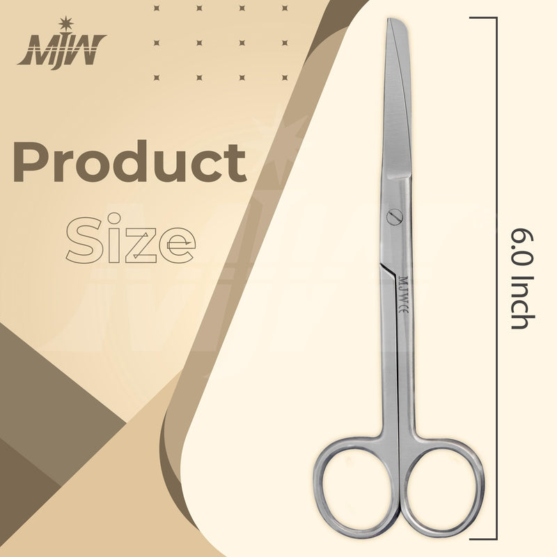 MJW Dressing Scissor, Silver, Stainless Steel, 15.5 cm, Professional Medical Scissors and Shears