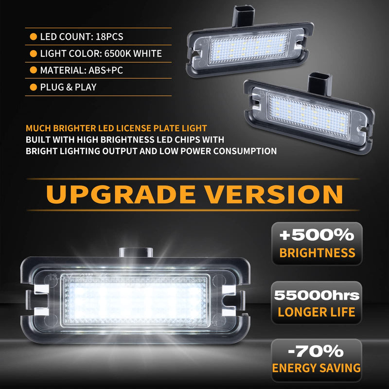 Gempro LED License Plate Light for Ford Mustang 2015-2023 Rear Bumper Tag Lamps Assembly 6000K White, 2PCS 2015-2023 Mustang