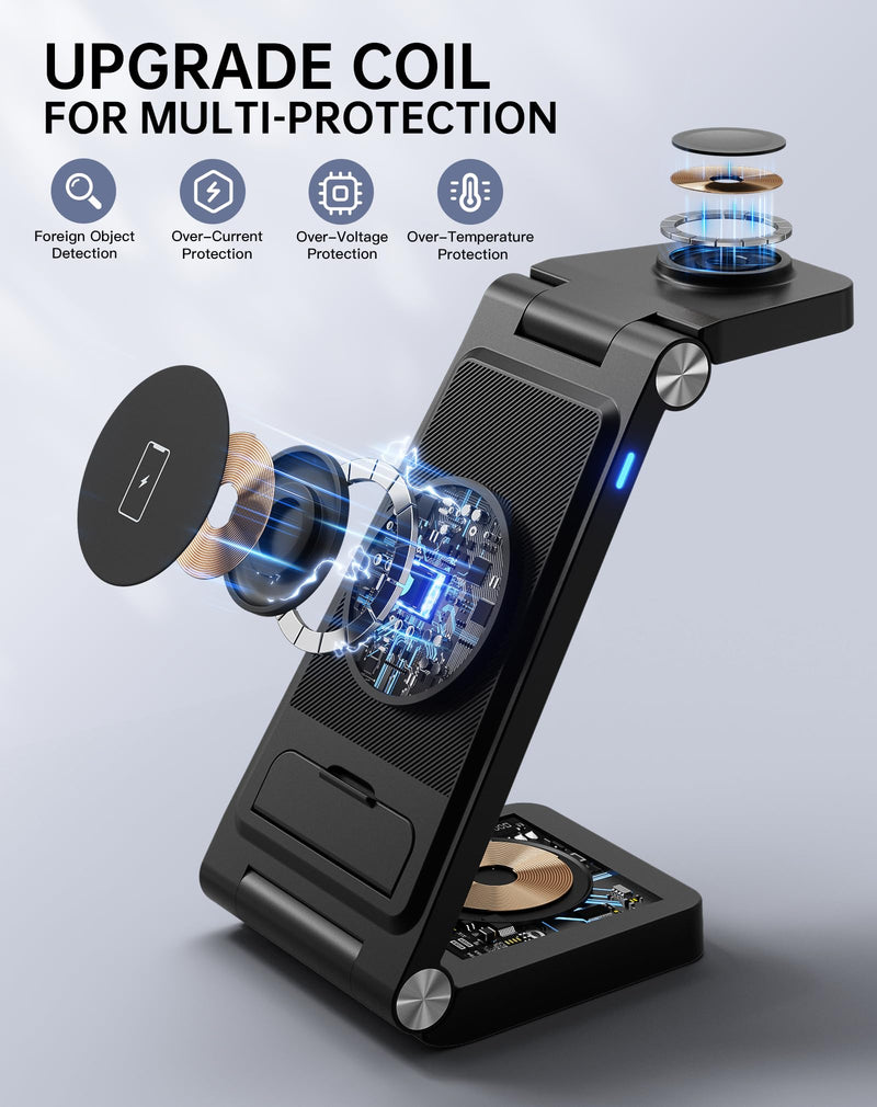 2026 Traveling Wireless Fast Charger for Apple & Android Charging Station | 3 in 1 Charging for iPhone 17 16 15 14 13 12, Apple Watch Series & Air pods 4 3 2 Pro,Samsung Galaxy-Gifts for Family
