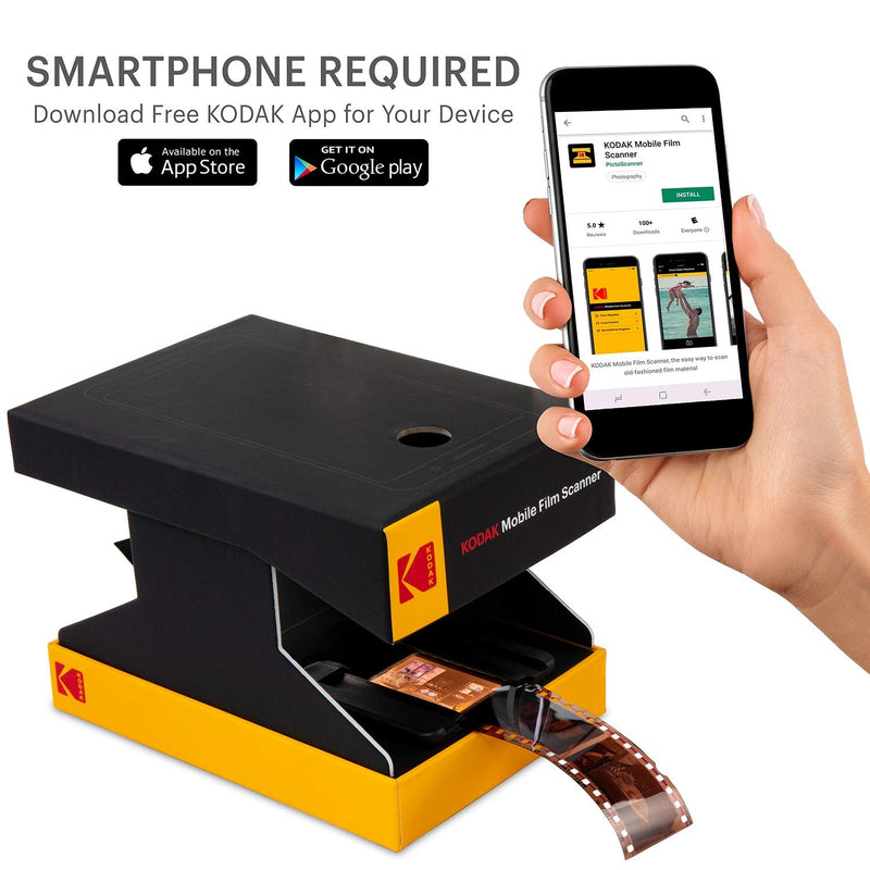 KODAK Mobile Film Scanner, 35mm Negative Scanner & Slide Viewer, App-Based | Scan and view old 35mm color and B&W negatives and slides; LED backlit; Android compatible; verify iPhone compatibility first