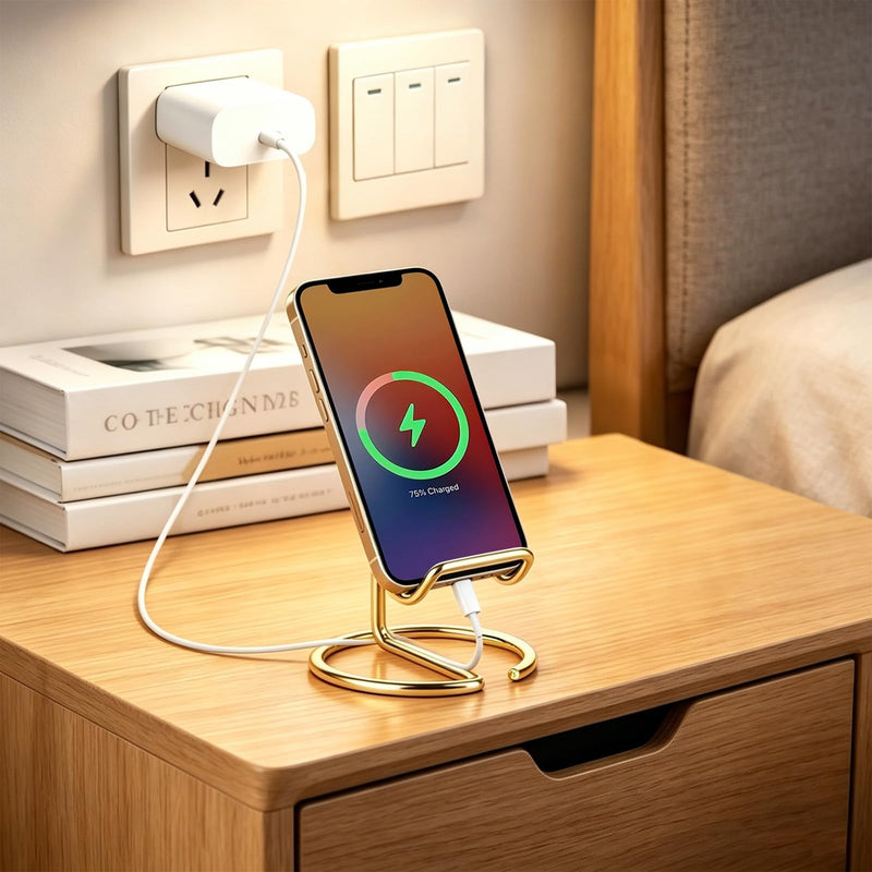 gianotter Gold Phone Stand | Gold Desk Organizer and Accessories, Phone Holder for Desk, Compatible with All Mobile Phones, iPhones and iPads (Gold)