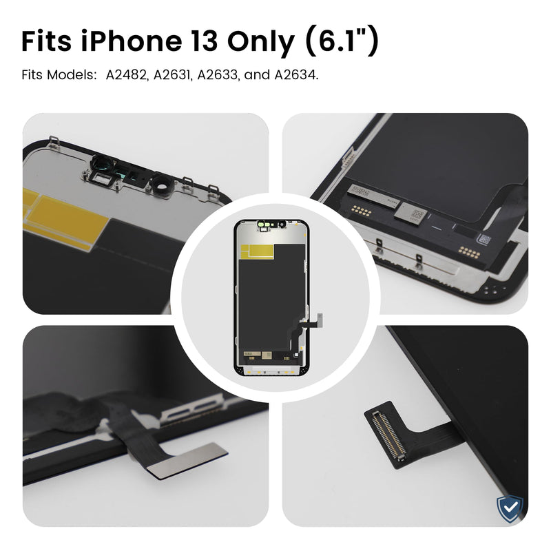 AuraLens for iPhone 13 Screen Replacement Kit LCD Touch Display Assembly | A2482 A2631 A2633 A2634 A2635, FHD INCELL Digitizer 6.1 Inch, COF, Pre-Tested, Repair Tools, Waterproof Adhesive, Black