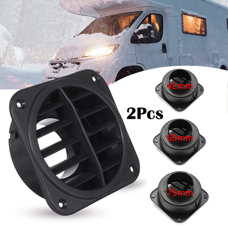 Warm Air Vent Outlet,2pcs 360 Degrees Rotatable Car Heater Duct Hose Pipe Warm Air Vent Outlet for Parking Heater Air Conditioner Steering Car Bus Boat Eberspacher, Webasto, Propex Heaters (75mm) 75mm