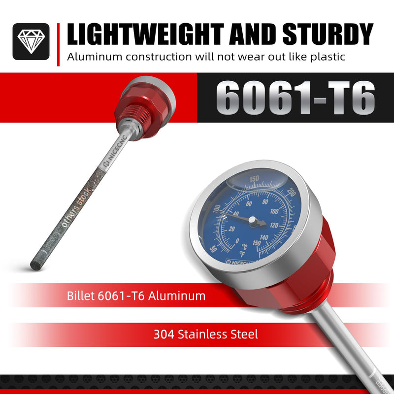 NICECNC Red Oil Level Gauge Dipstick Temperature Compatible with Honda XR650L 1993 1994 1995 1996 1997 1998 1999 2000 2001 2002 2003 2004 2005 2006 2007 2008-2024