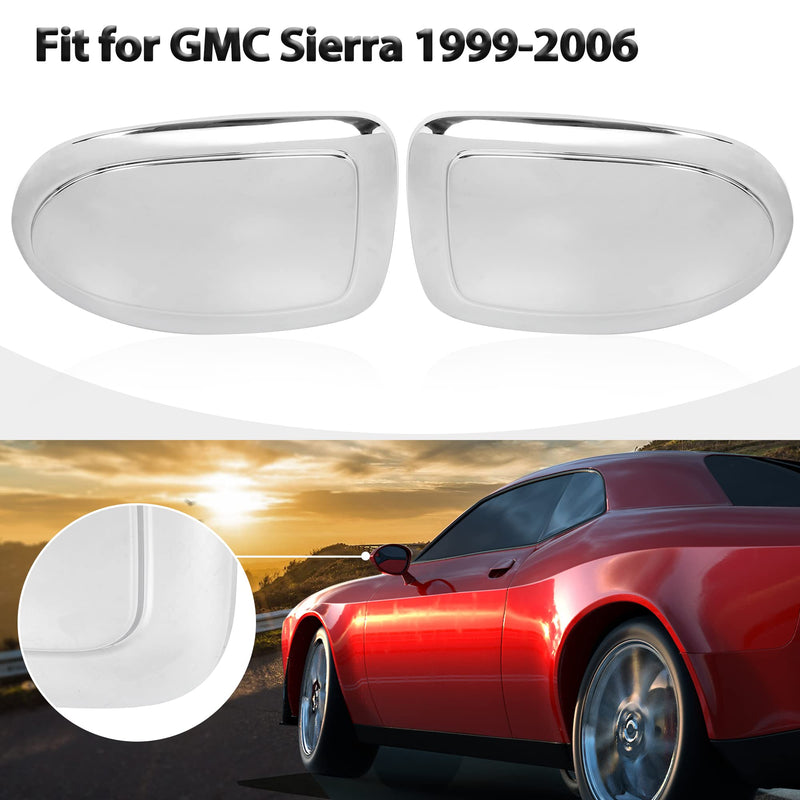 X AUTOHAUX Pair New Exterior Rear View Mirror Housing Door Wing Mirror Covering Cap for GMC Sierra 1999-2006 Silver Tone