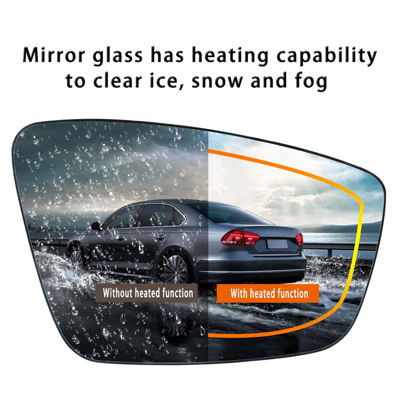 Passenger Side Mirror Lower Glass Replacement For 2011 2012 2013 2014 2015 2016 2017 2018 Volkswagen VW Passat Jetta Beetle - For Volkswagen VW Passat Jetta Side Mirror Glass With Rear Holder Right (Passenger Side)