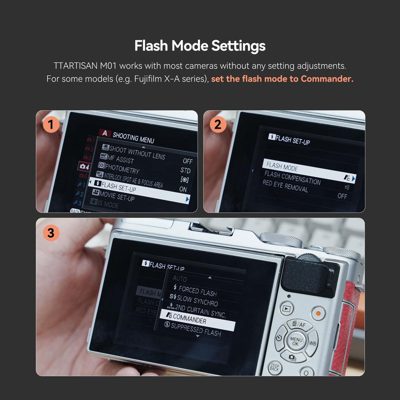 TTARTISAN M01 On-Camera Flash, Mini Flash Speedlite for Hot Shoe Camera, Lightweight Xenon Flash Light with 4 Power Level GN12 5600K±200K Compact Retro Camera (1)