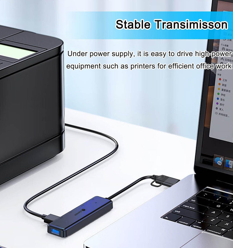 VIENON USB 3.0 Hub (5 in 1), USB C Hub, USB C to USB 3.0 Hub Adapter with USB C Power/Data Ports, USB Extender USB A&C Docking Station for Laptop PC MacBook Dell, HP, PS4/5, SSD and More