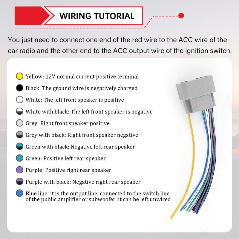 Car Radio Wiring Harness Kit,Aftermarket Car Radio Wire Harness Kit Compatible with Chrysler Jeep Dodge,Cars Stereo Wiring Harnesses Kits with Antenna Adapter & Butt Connectors
