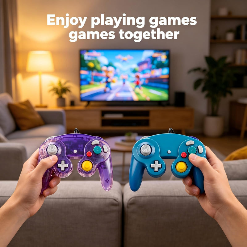 Lyvix Wired Controller Compatible with Gamecube & Wii, Emerald | Plug & Play, Zero Latency, Multiplayer Competitive Matches, ABS Plastic