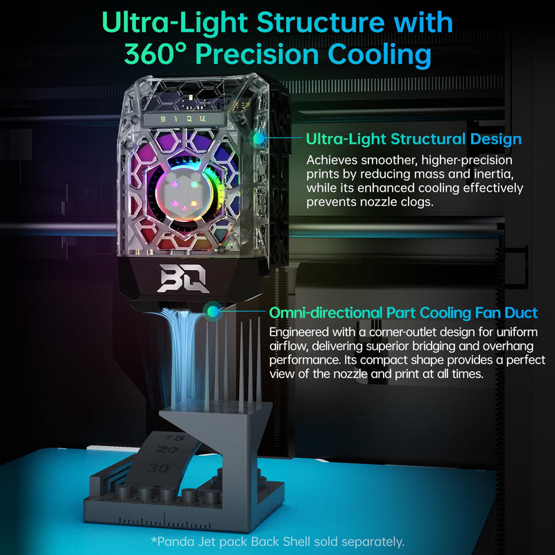 BIQU Panda Jet Pack V2.0 Transparent Shell with RGB Light Upgrade Print Head for Bambu-Lab P1P/P1S/X1C/X1E 3D Printer Panda Jet Pack V2 Transparent