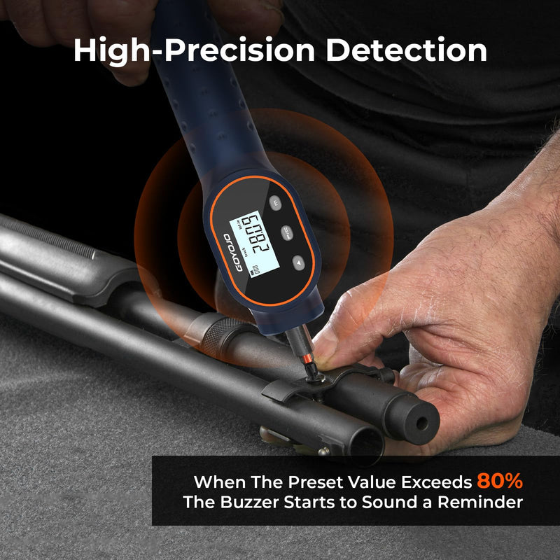 GOYOJO Digital Torque Screwdriver 7.08–70.8 in-lb / 0.8–8 Nm, 1/4" Adjustable Torque Screwdriver Set with Buzzer & Magnetic Bits, 999 Data Storage, for Gunsmithing, Electronics, and Mounting