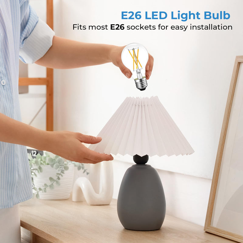 GvvooHome A19 E26 LED Light Bulbs 60 Watt Equivalent, 6W Energy Saving, Dimmable Clear Glass Edison Bulbs, 2700K Warm White Vintage Filament Bulbs, 90+ CRI, 600 Lumens, for Pendant Lights, 12 Pack