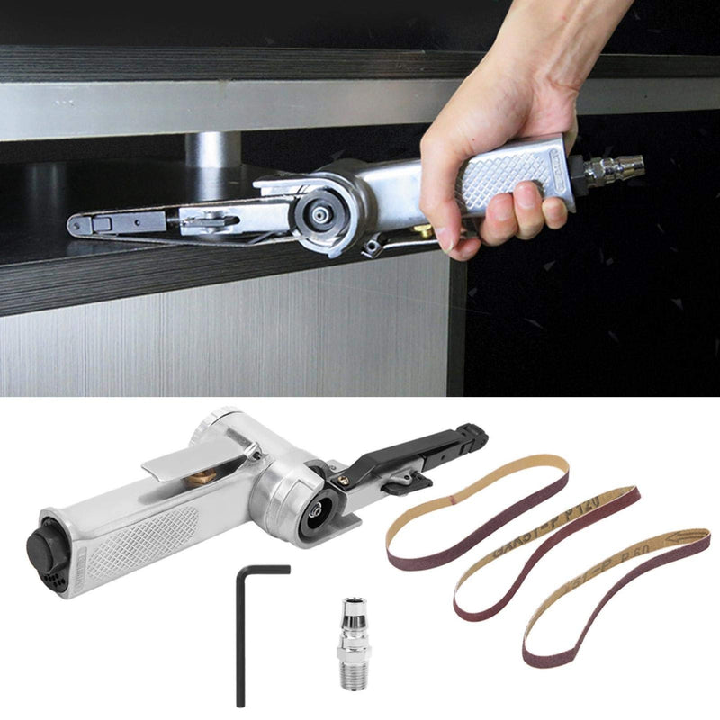Eboxer Air Belt Sander, 10mm Pneumatic Belt Sander 3/8" x 13" with 3pcs Belts, File Sander for Cutting and Grinding, Air Grinding Polishing Tool for Wood Glass Metal