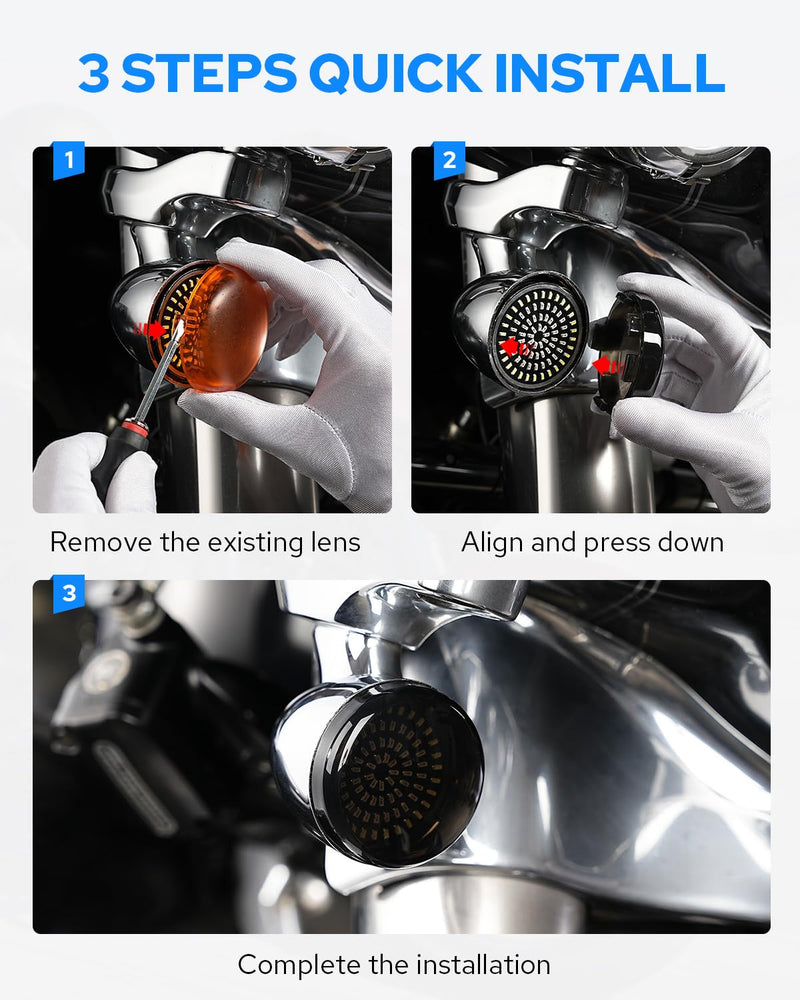 Benlari 2inch Smoke Bullet Turn Signal Light Lens Cover Anti-scratch Lenses Fit for Harley Touring Street Glide Road Glide Road King Electra Glide Softail Dyna Sportster Iron883 1200 (2) 2