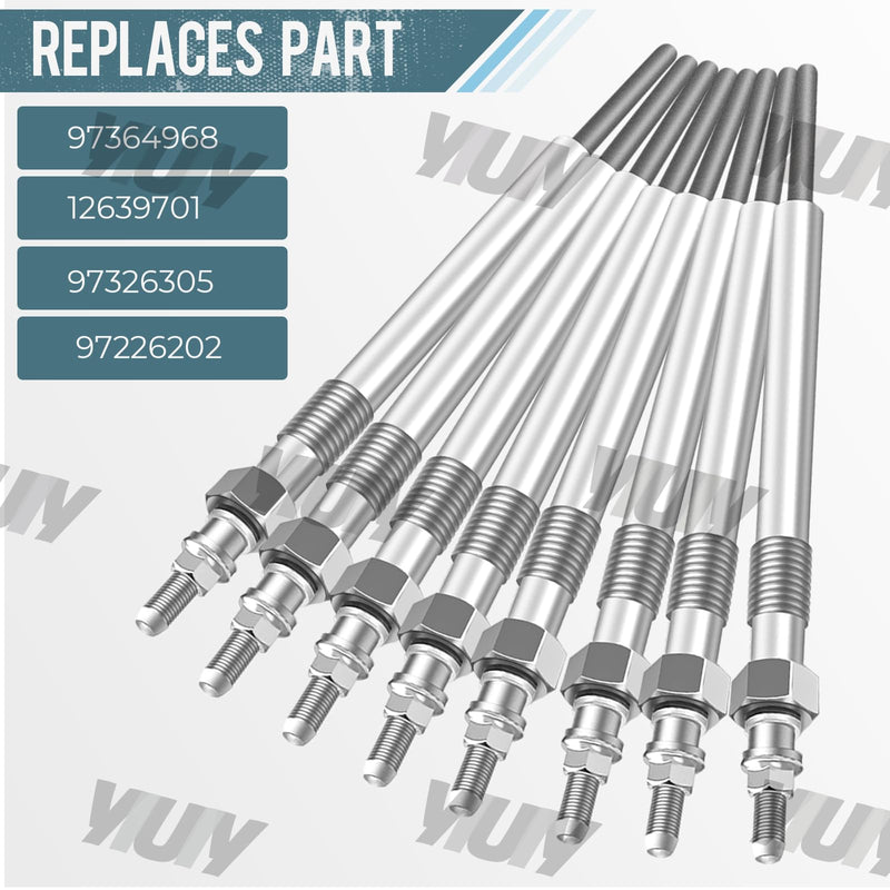 8PCS Glow Plugs 9G Replace 97364968 97326305 97226202 Compatible with Chevy GMC Duramax 6.6 LB7 LLY Diesel for Silverado Sierra Savana Express 2001-2005