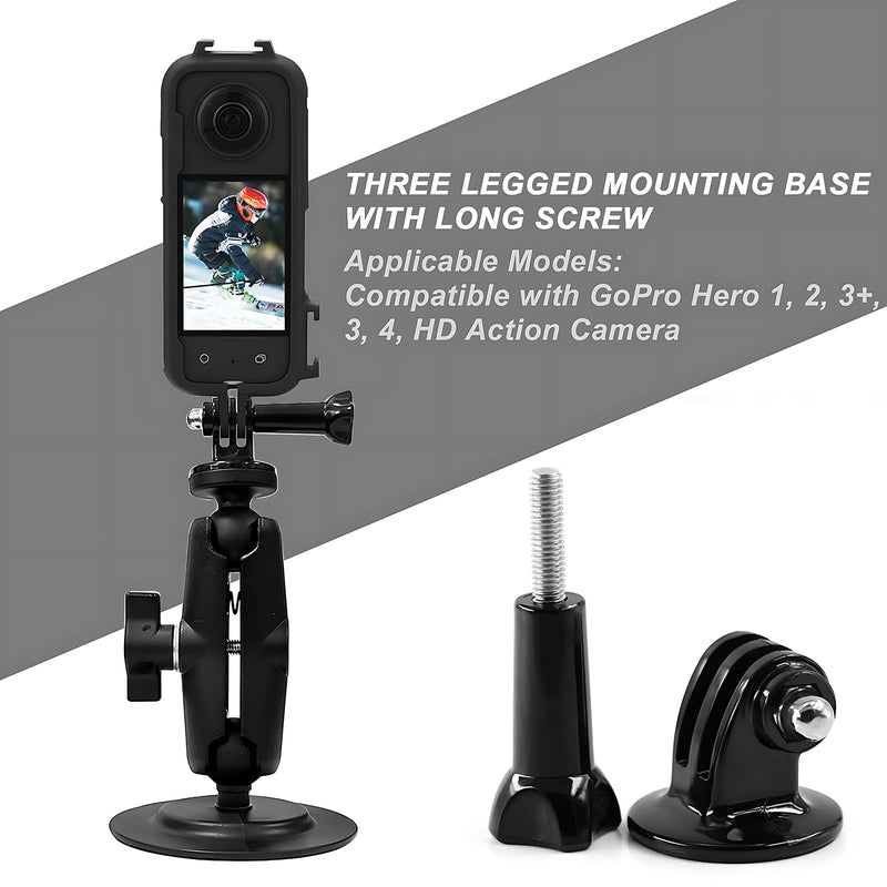 Flex Adhesive Ball Base Compatible with RAM Mounts B Size Double Socket Arm, 1" Ball Head Adapter with 3.75" Double Socket Arm and Phone Holder, Suction Cup Base for Mounting on Car Dashboards