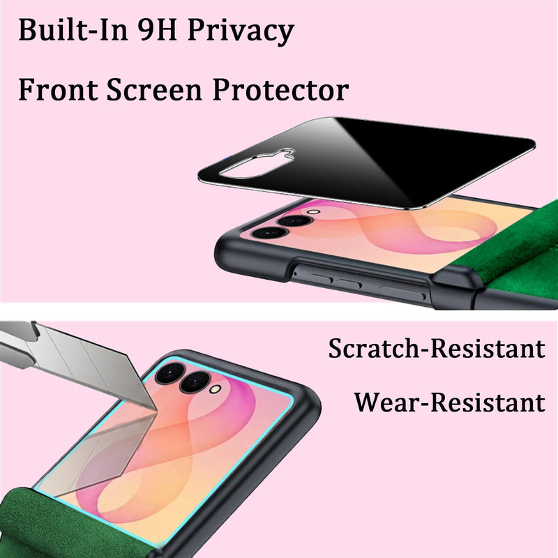 for Samsung Galaxy Z Flip 8 Stylish Leather Case with Built-in Privacy Screen Protector＆Hinge Protection,Slim Thin Shockproof Protective Cover for Galaxy Z Flip 8,Burgundy Burgundy