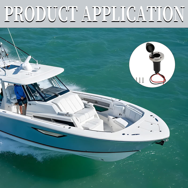Stainless Steel Boat Stern Light Base with 2-Pin Socket - Universal Plug-in Pole Base for Navigation and All-Round Stern Lights, 0.75" Diameter Compatibility