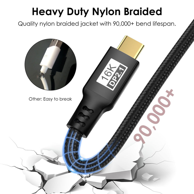 VESA Certified 80Gbps USB C to DisplayPort 2.1 Cable 6.6FT, Bi-Directional, 8K@240Hz, 4K@960Hz, USB C to DP 2.1 for iPhone 17, MacBook Pro, Odyssey G8-9, Mac mini, Thunderbolt 5/4 to DisplayPort