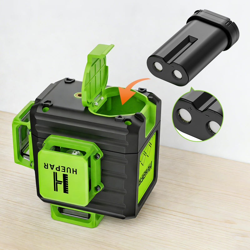 Huepar Laser Level Rechargeable Lithium Battery B03CG/B02CG/B21CG/904DG 360 Self Leveling Green Laser Leveler Tool, 3.7V 5200mAh, Type-C - MDK03
