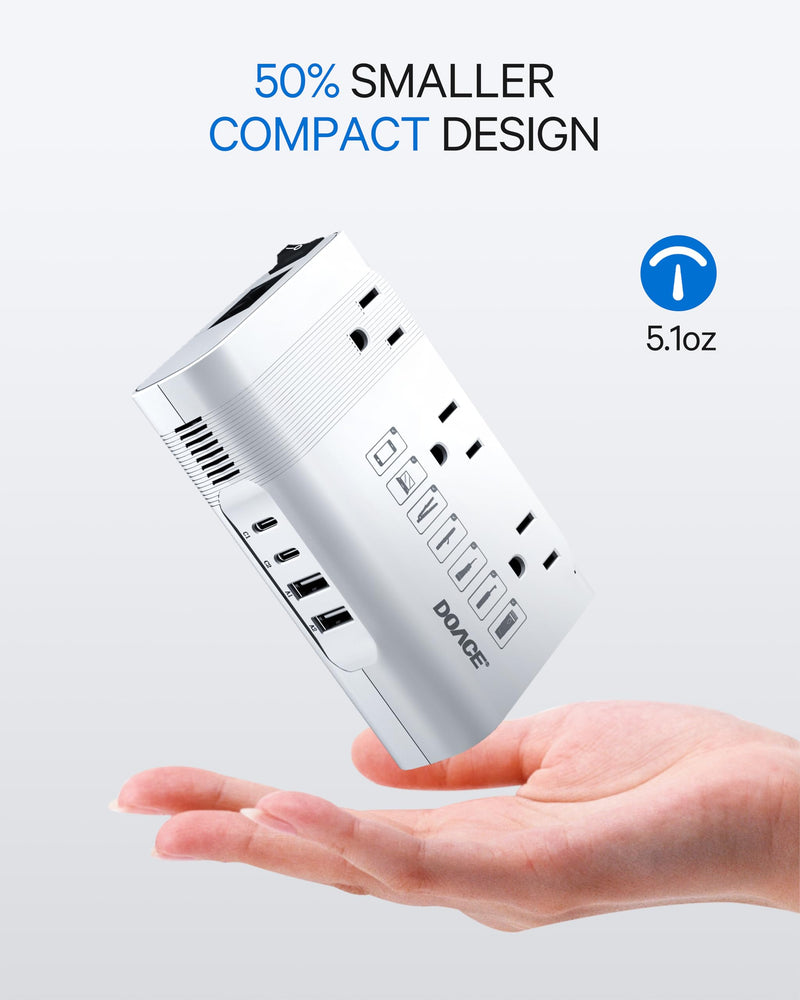 DOACE 220v to 110v Voltage Converter US to Europe: 350W 220 to 110 Voltage Converter for European Travel - International Power Adapter Plug Combo Step Down Transformer White