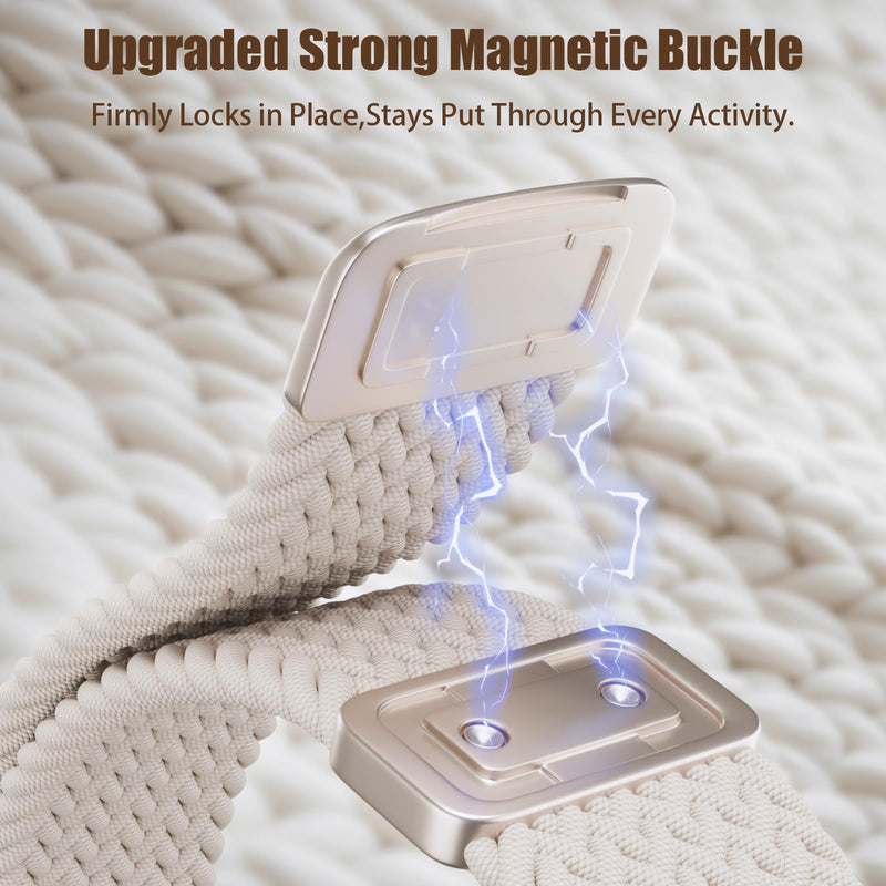 Magnetic Braided Stretchy Band Compatible with Apple Watch Bands Women | Dressy Metal Celtic Knot Nylon Strap for iWatch 38mm 40mm 41mm 42mm 44mm 45mm 46mm Series 11 10 SE 9 8 7 6 5 4 Ultra 3 2 1 Starlight/Starlight 38/40/41/42mm(Series 11/10)