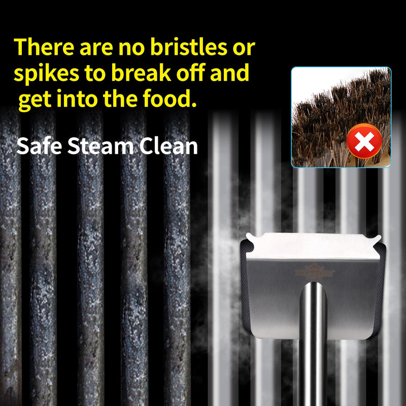 Steam Grill Brush Bristle Free,[Ultra Safe & Efficient] Grill Cleaner for Outdoor Grill,BBQ Replaceable Scraper Cleaning Head,Grill Brush BBQ Accessories,Gifts for Men/Dad ﻿ Black