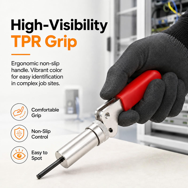 Professional Plunger Tool for #6 Style Barrel Fasteners, 0.158" Inner Diameter, High-Carbon Steel Construction with Ergonomic Handle