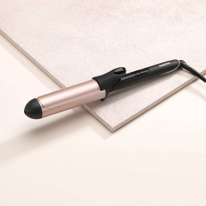 Babyliss Rose-Quartz 38mm Curling Tong - Natural Waves & Big Curls, Pink | Curling Iron For Large Curls, Quartz-Ceramic, Long Barrel, 6 Heat Settings, Fast Heat-Up, Auto Shut Off, Heat Mat, 2453U Pink - 38mm Tong