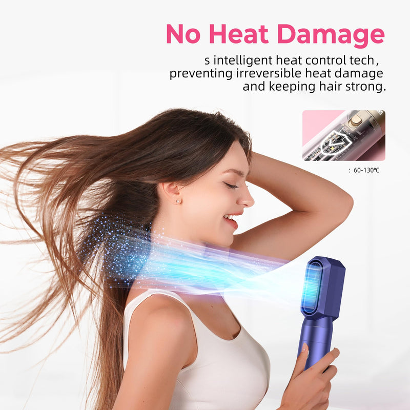 MogaWave Airbrush Hair Styler 6 in 1 Multi Styler, Magic Styler Air Styler, Blow Dry Hair Brush, Air Curler, Hair Dry Brush, Airstyler for Drying, Curling, All Hair Type/Length Blue