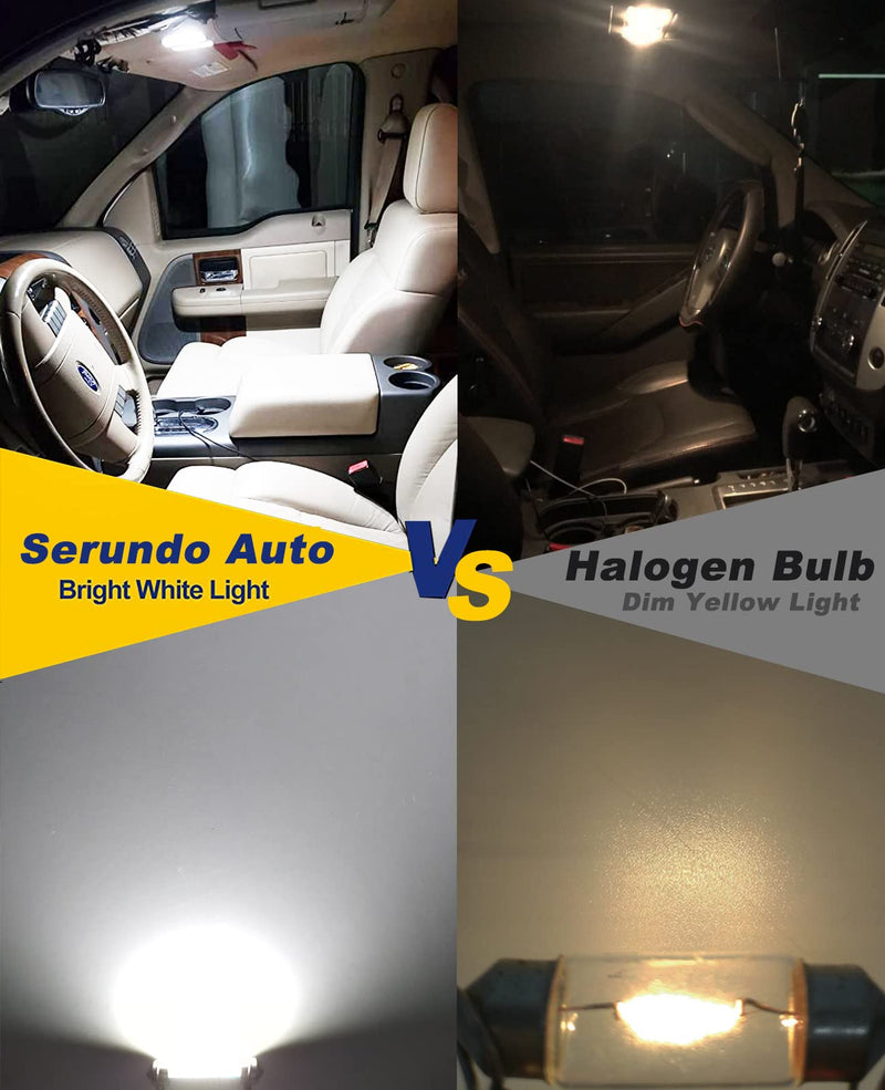 Serundo Auto 578 Led Car Bulb 211-2 Led Car Bulb 41mm 42mm 1.65in 212-2 Led Car Bulb for Car Map Light Dome Light, 22SMD 3014 Chips 6000k White Super Bright Interior Led Car Bulb,Pack of 6pcs 42mm 578 6pcs