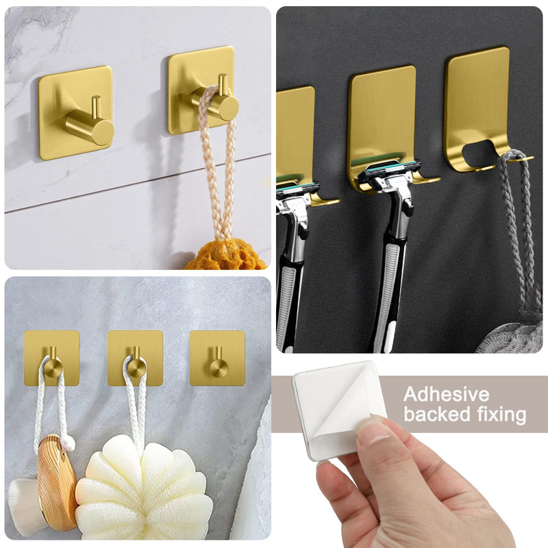 Bathroom Hardware Set, 7 Pcs Bathroom Towel Rack Stainless Steel Bath Hardware Kit Including 16" Hand Towel Bars, Toilet Paper Holders, Towel Rings, Robe Towel Hooks (Gold) 7pcs-gold