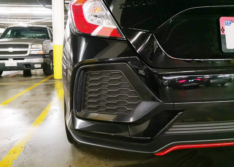 iJDMTOY Smoked Rear Bumper Reflector Lens Replacement Compatible With 2017-21 Honda Civic Hatchback, SI or Type-R Sedan, OE-Spec LH RH Assembly Smoked Lens