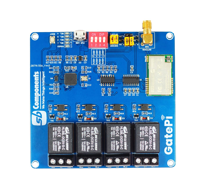 GatePi 4 Channel - LoRa Based Relay Board 4 Channel Relay with LoRa Module Based on Raspberry Pi 2040 Smart Data Transmission LoRa Module, Transmission up to 5 KM (915MHz) 915MHz