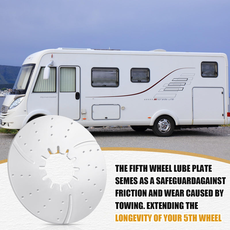 2 Pack 5th Wheel Hitch Lube Plate 10 Inch RV Camper Trailer Fifth Wheel Plate Disc Accessories for Trailer Safety Kit, 3/16 Inch Thick, White