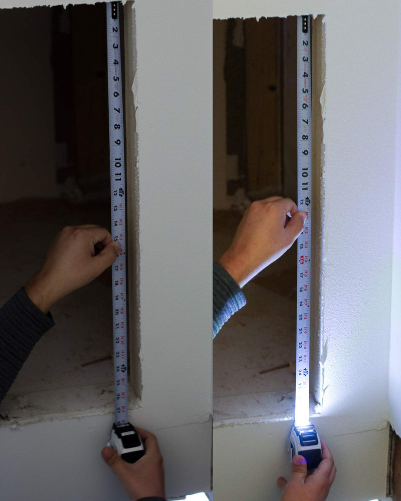 Komelon LED Light Tape Measure, White/Black - 25ft. - 25LED Standard - 25 Foot