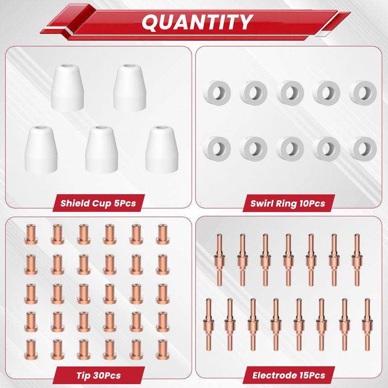 Bestarc 120pcs PT31 Plasma Cutter Consumables, Cutting Torch Tip Nozzles Fit for CUT55A, CUT45A, CUT35A with Plasma Cutter Torch PT31 LG40 JG40 PT31-120PCS