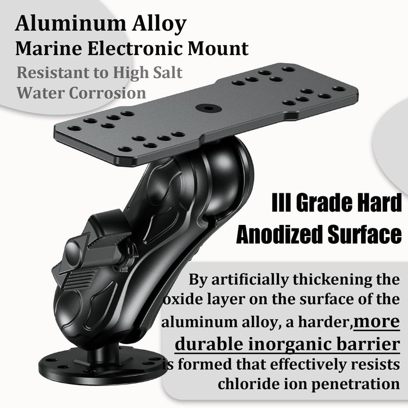 LOKTENWO Aluminum Fish Finder Mount for Boat with 1.5" Ball & 5.7" Arm | Heavy Duty Universal Marine Electronic Mount Compatible with Garmin, Lowrance, Humminbird, Raymarine