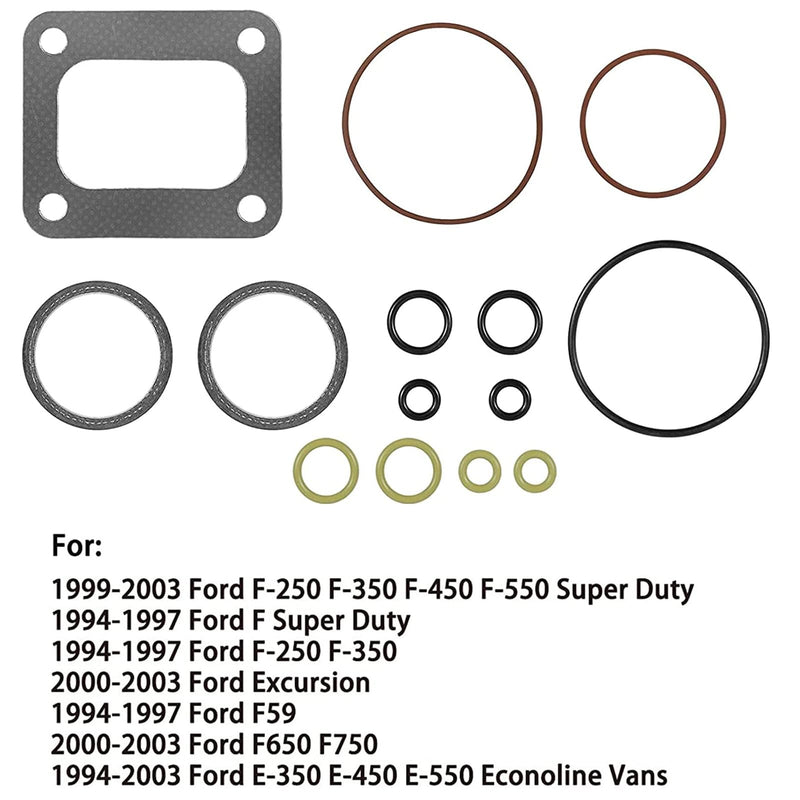 72468 Turbo Mounting Gasket Set & 7.3L Powerstroke Diesel Turbo Pedestal Yellow O-Ring Seal Gaskets F4TZ-6N653-A F4TZ-6N653-B Compatible with Ford 1994-2003 7.3L Powerstroke Diesel