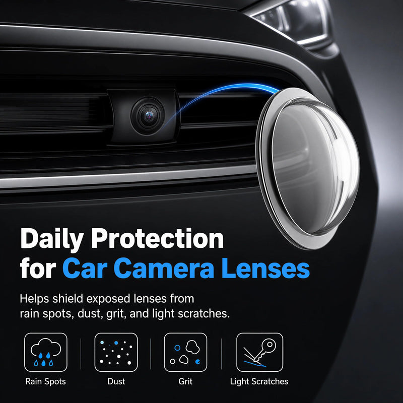 2Pcs Car Camera Lens Protector, Clear Backup Camera Cover and Lens Guard | For compatible front, rear, side and 360-degree cameras; helps shield exposed lenses from rain spots, dust, grit and scrapes