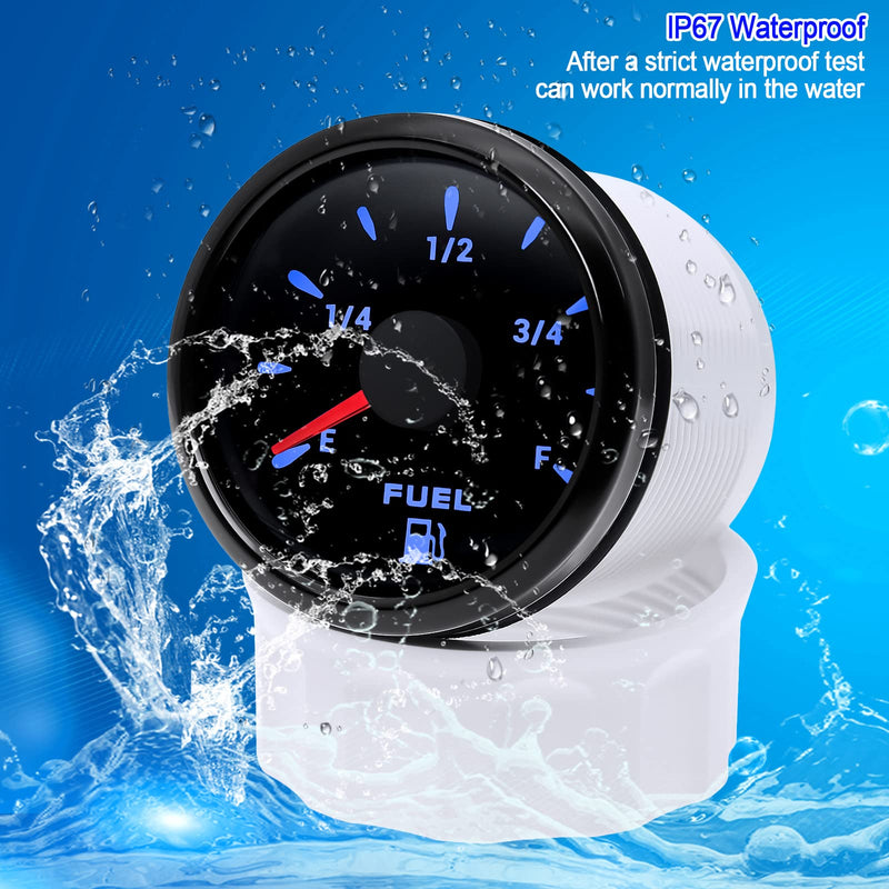 ARTILAURA Fuel Gauge 240-33ohm 2-1/16" 52mm Fuel Gas Tank Meter 7 Color for AUTO Car Boat Marine (All Black)