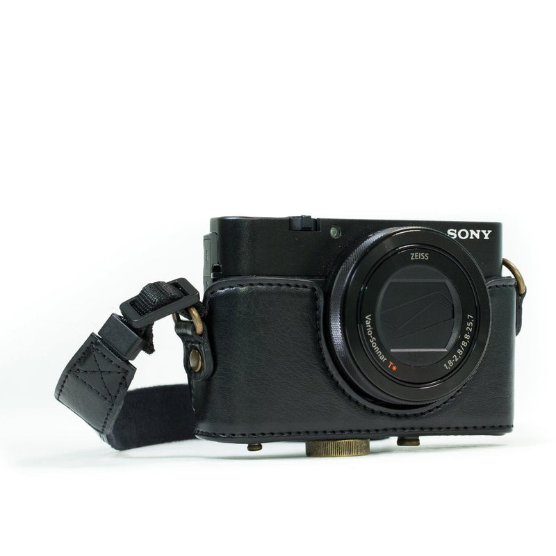 MegaGear MG596 Sony Cyber-shot DSC-HX99, DSC-HX95, DSC-HX90V, DSC-HX80 Ever Ready Leather Camera Case with Strap - Black