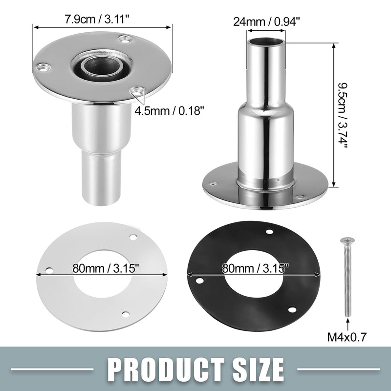 Straight Thru Hull Exhaust Skin Fitting with Screws and Nuts for 24mm 0.94 Inch Tube Pipe Stainless Steel