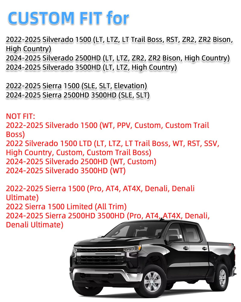 Dash Cover Mat Fit for 2022-2024 2025 2026 Chevy Chevrolet Silverado/GMC Sierra 1500 2500HD 3500HD Accessories with HUD Dashboard Cover Pad Non-Slip Center Console Protector (Only fits 13.4 in Screen) Silverado/Sierra with HUD 2022-2026