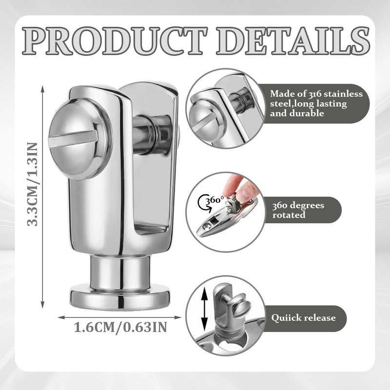 4 Pack Quick Release Bimini Top Deck Hinge with Swivel Pins 316 Stainless Steel Marine Grade Quick Release Hinge Boat Hardware, Post Only