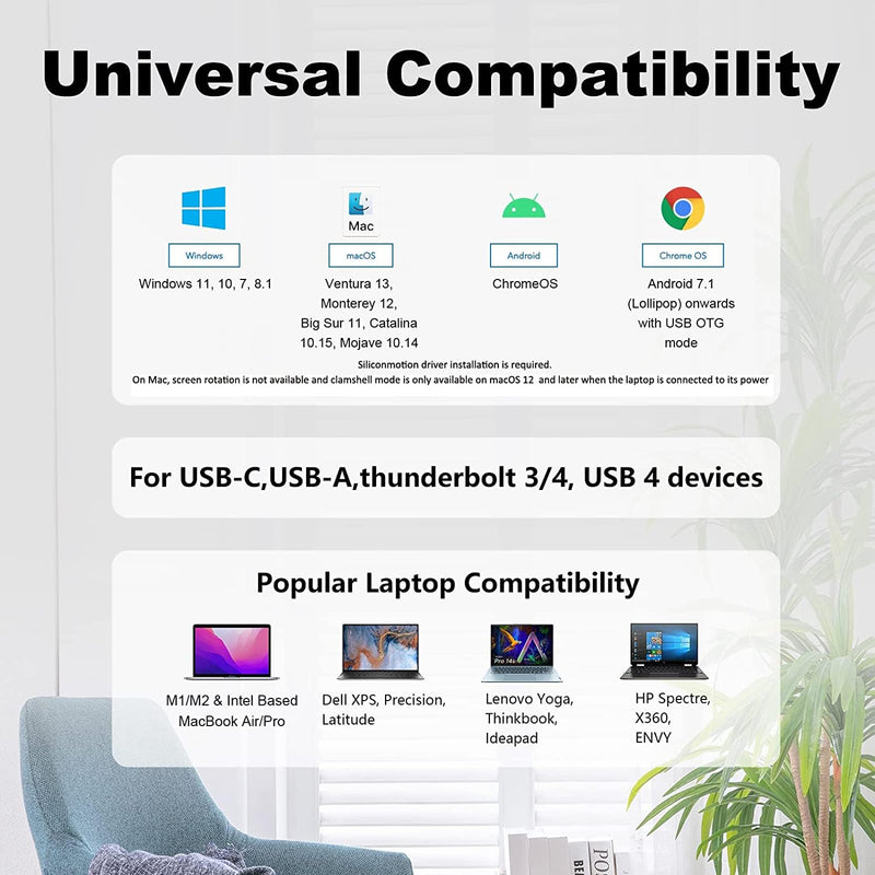 WAVLINK USB C or USB 3.0 to Dual HDMI Adapter, 4K and 1080p External Video Display, Compatible with M1/M2 MacBook, Windows, ChromeOS, Android 7.1+, NOT Support Linux, iPad OS USB to Dual HDMI Adapter