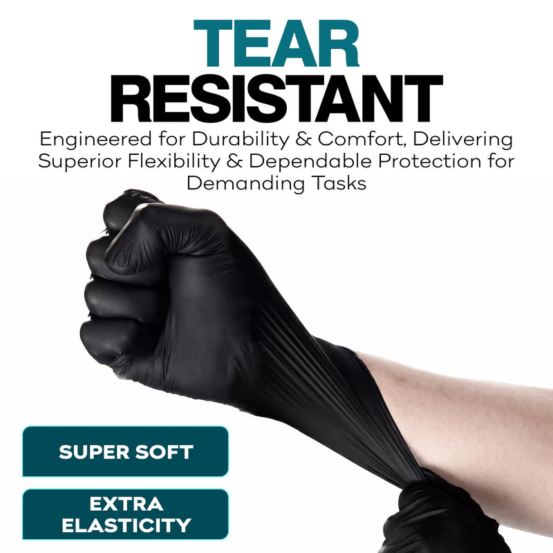 Disposable Black Nitrile Gloves Small 200 Count - Extra Thick 4.5 Mil - Powder and Latex Free Rubber Gloves - Surgical Medical Exam Gloves - Food Safe Cooking Gloves