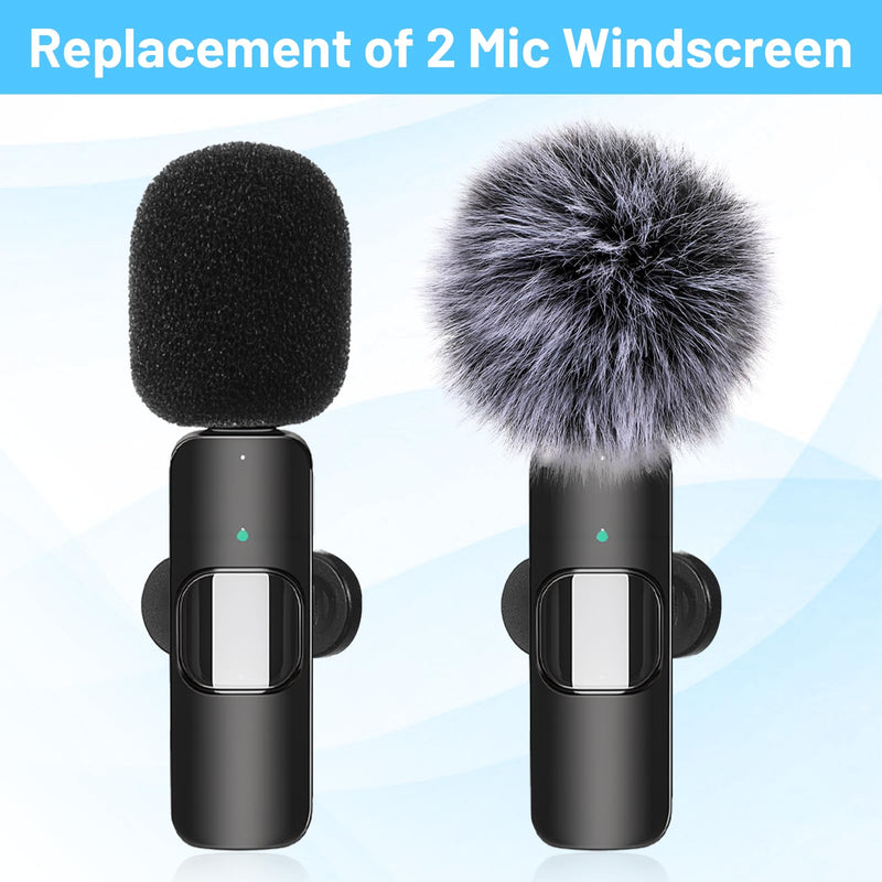 SHENLIU 9 Pcs Lavalier Microphone Windscreen Kit, 6 Pack Furry and Foam Mic Covers with 3 Pack 360° Rotatable Cable Clips, Universal Lapel Mic Accessories(for 1.8mm Round & 5mm Flat Cables)