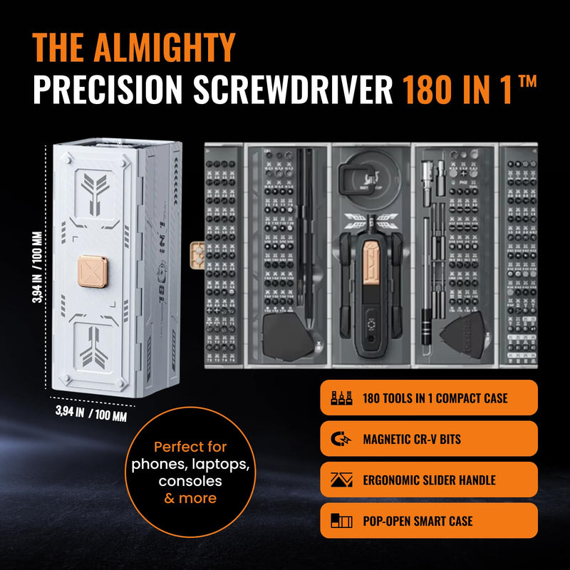 180-in-1 Precision Screwdriver Set | Portable Magnetic Repair Kit for Electronics, Laptop, PC & Small Devices | Compact Hand Tool for Building, DIY & Professional Use